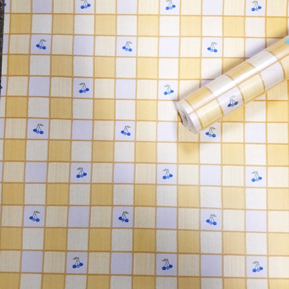 Wallpaper Yellow Check Blue Cherry Blueberry